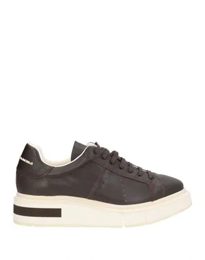Paloma Barceló Woman Sneakers Dark Brown Size 10 Leather In Black
