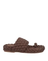 Paloma Barceló Woman Thong Sandal Chocolate Brown Size 7 Textile Fibers