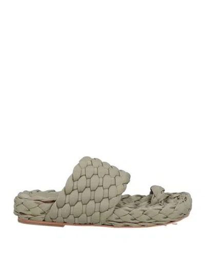 Paloma Barceló Woman Thong Sandal Military Green Size 8 Textile Fibers