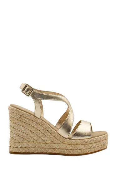 Paloma Barceló Women's Palomitas Fauna Platform Espadrille Wedge In Platino In Gold