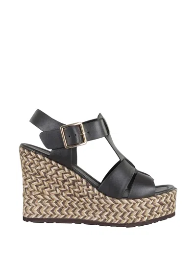 Paloma Barceló Woven Buckle Strap Sandals In Black