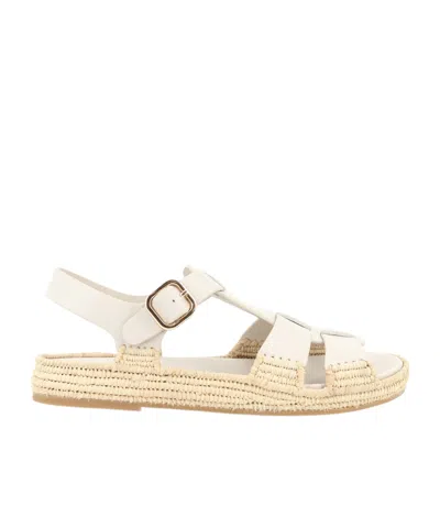 Paloma Barceló Woven Flat Sandals In White