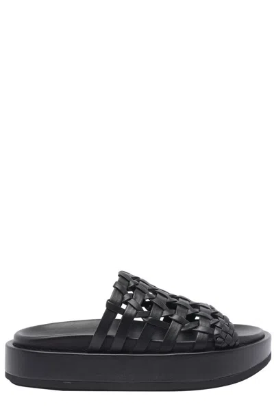 Paloma Barceló Woven Slide Sandals In Black