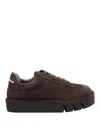Paloma Barceló Low-top Sneakers In Brown Suede With Embossed Logo In Brown