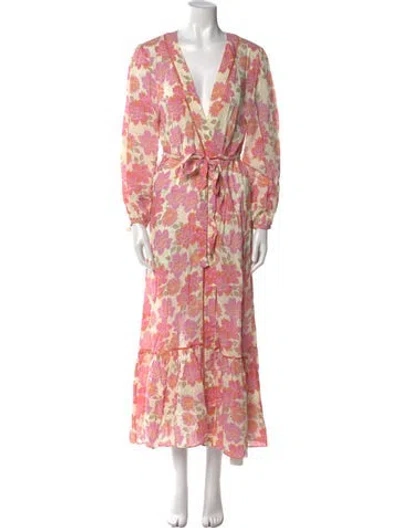 Pre-owned Paloma Blue Floral Print Long Dress In Pink