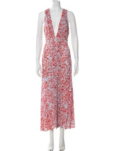 Pre-owned Paloma Blue Floral Print Long Dress In Red