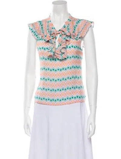 Pre-owned Paloma Blue Printed V-neck Top In Pink