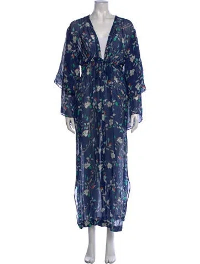 Pre-owned Paloma Blue Silk Floral Print Tunic In Blue