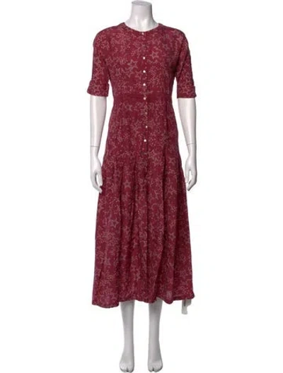 Pre-owned Paloma Blue Silk Long Dress In Burgundy