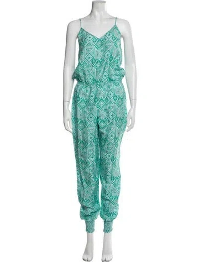 Pre-owned Paloma Blue Silk Printed Jumpsuit In Blue