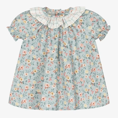 Paloma De La O Baby Girls Blue Floral Dress