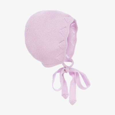 Paloma De La O Baby Girls Purple Cotton Knit Bonnet