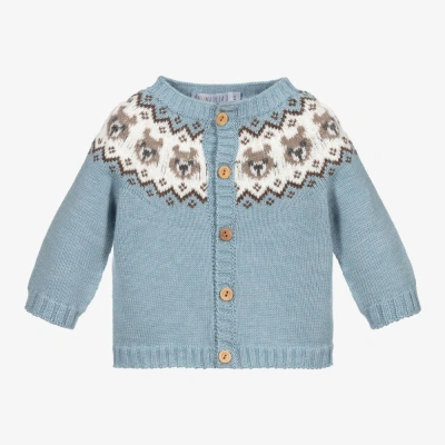 Paloma De La O Babies'  Blue Knitted Bear Cardigan