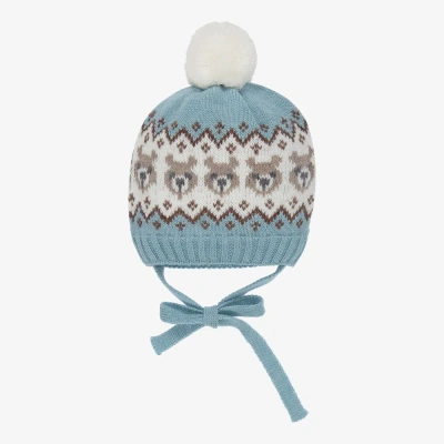 Paloma De La O Babies'  Blue Knitted Bear Hat