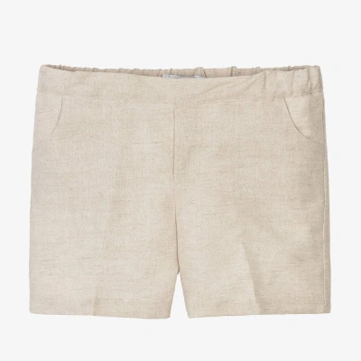 Paloma De La O Kids'  Boys Beige Linen & Cotton Shorts