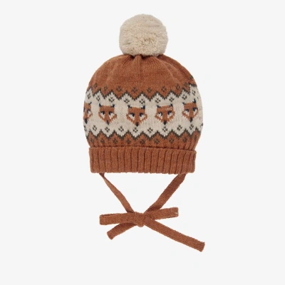 Paloma De La O Babies'  Brown Knitted Foxes Hat