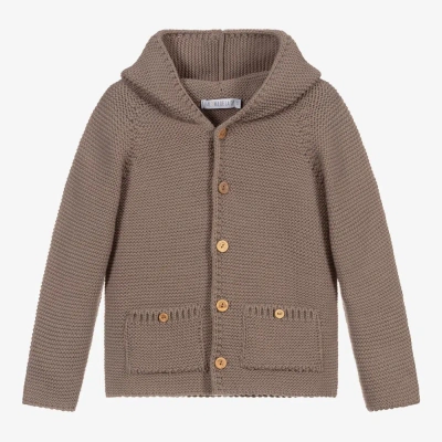 Paloma De La O Babies'  Brown Knitted Hooded Jacket