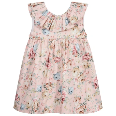 Paloma De La O Babies'  Girls Pink Floral Cotton Dress