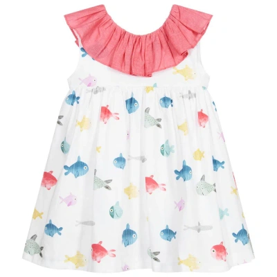 Paloma De La O Babies'  Girls White Cotton Fish Dress