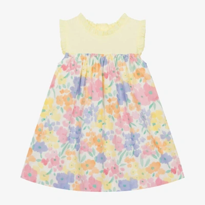 Paloma De La O Babies'  Girls Yellow Floral Cotton Dress