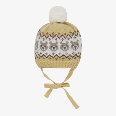 Paloma De La O Babies'  Yellow Knitted Bear Hat