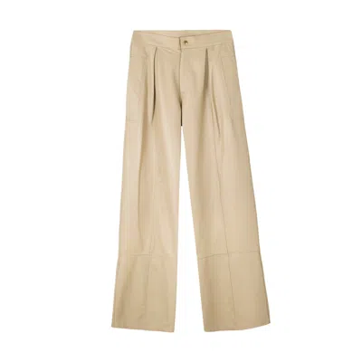 Paloma Lira Women's Black Beige Leather Pants