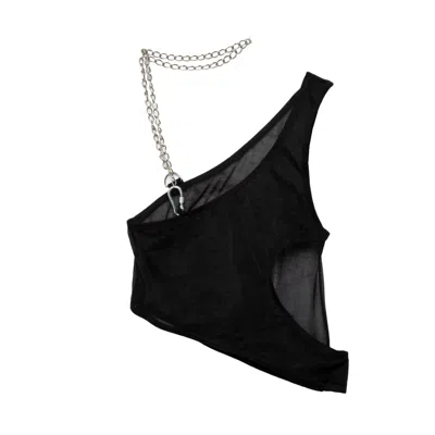 Paloma Lira Women's Black Mesh And Chains Top