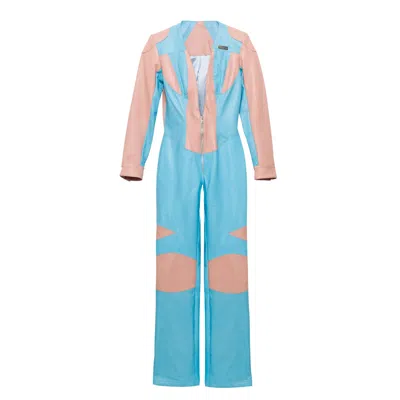 Paloma Lira Women's Blue Spaceship Leather Jumpsuit