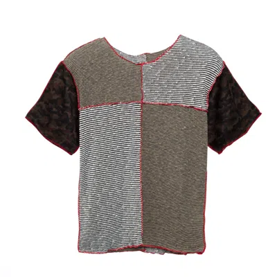 Paloma Lira Women's Brown Upcycled Patchwork Knitted Top