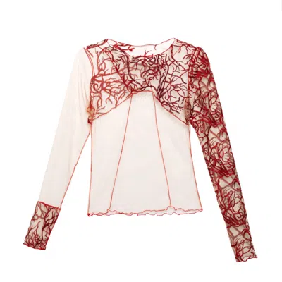 Paloma Lira Women's Neutrals Veins Top In Brown/red