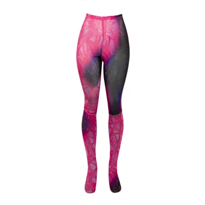Paloma Lira Women's Pink / Purple Cherry Crystal Leggings In Pink/purple