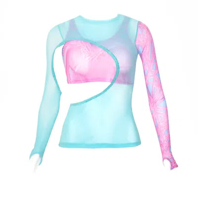 Paloma Lira Women's Pink / Purple Plastic Victorian Mesh Top In Pink/purple