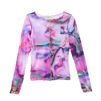 Paloma Lira Women's Pink / Purple Punk Three-way Mesh Top In Pink/purple