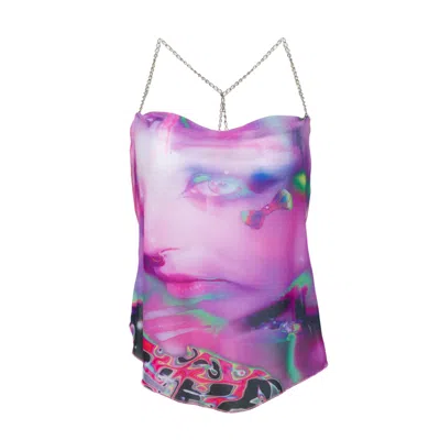 Paloma Lira Women's Pink / Purple Three Way Punk Chain Top In Pink/purple
