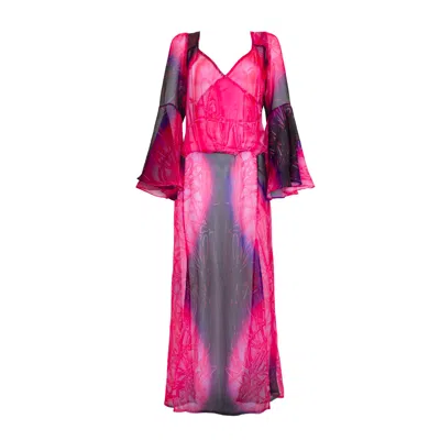 Paloma Lira Women's Red / Black Cherry Crystal Chiffon Dress In Red/black