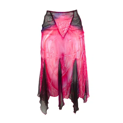 Paloma Lira Women's Red Cherry Crystal Chiffon Skirt