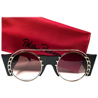 Pre-owned Paloma Picasso New  Vintage Oval Black 3729 Lady Gaga Sunglasses Germany 1980