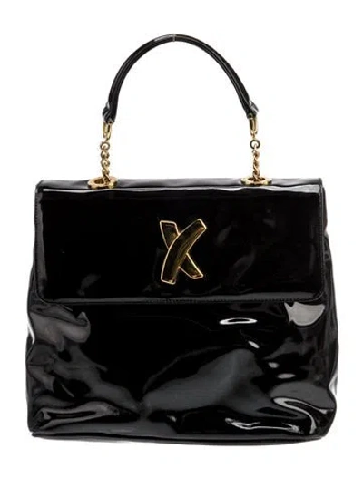 Pre-owned Paloma Picasso Patent Leather Top Handle Bag In Black