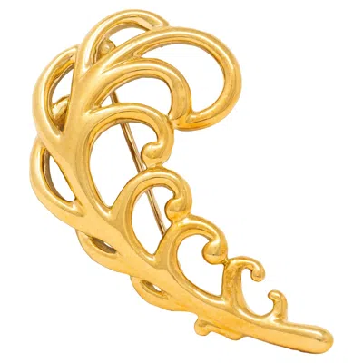Pre-owned Paloma Picasso Tiffany & Co. 1989 18k Yellow Gold Vintage Feather Plume Brooch