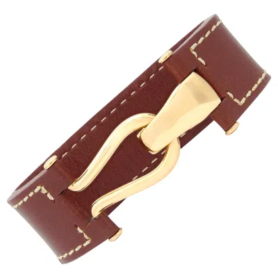 Pre-owned Paloma Picasso Tiffany & Co.  18 Karat Yellow Gold Vintage Leather Bracelet