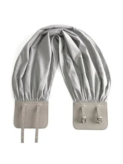 Paloma Wool Adriana Ii Double-buckle Ruched Belt In Gray