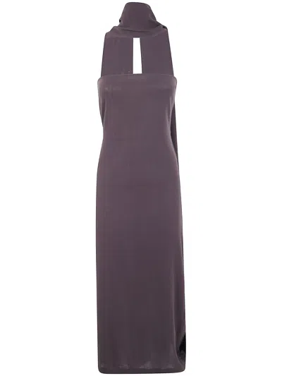 Paloma Wool "alberch" Fitted Long Bandeau Dress In Brown