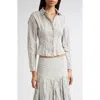 Paloma Wool Aneko Crinkle Cotton Blend Crop Button-up Shirt