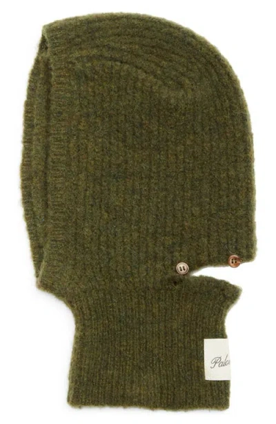 Paloma Wool Angels Button Woolly Rib Balaclava In Khaki