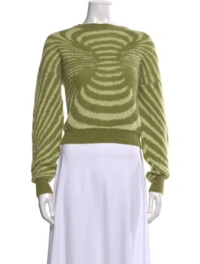Pre-owned Paloma Wool Animal Print Bateau Neckline Sweater In Green