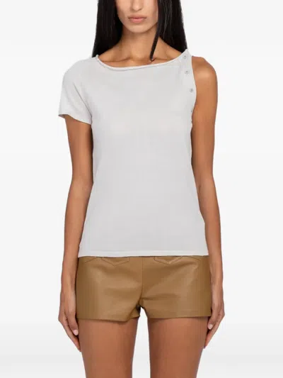 Paloma Wool Asymmetric Button-detail Top In White