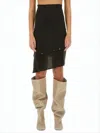 Paloma Wool Asymmetrical Black Midi Skirt With Layered Effect And Metallic Studs In Black