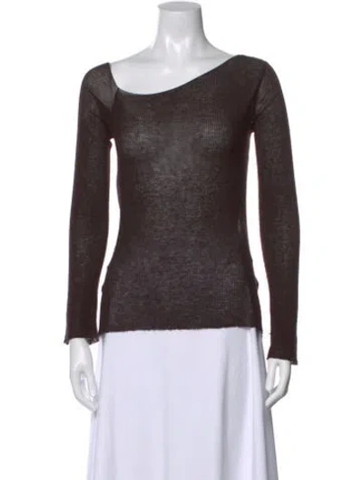 Pre-owned Paloma Wool Asymmetrical Long Sleeve Top In Brown