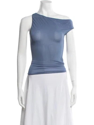 Pre-owned Paloma Wool Asymmetrical Short Sleeve Top In Blue