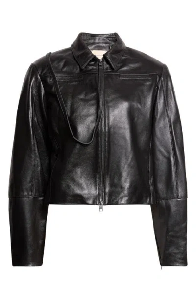 Paloma Wool Banui Fitted Leather Jacket In Black